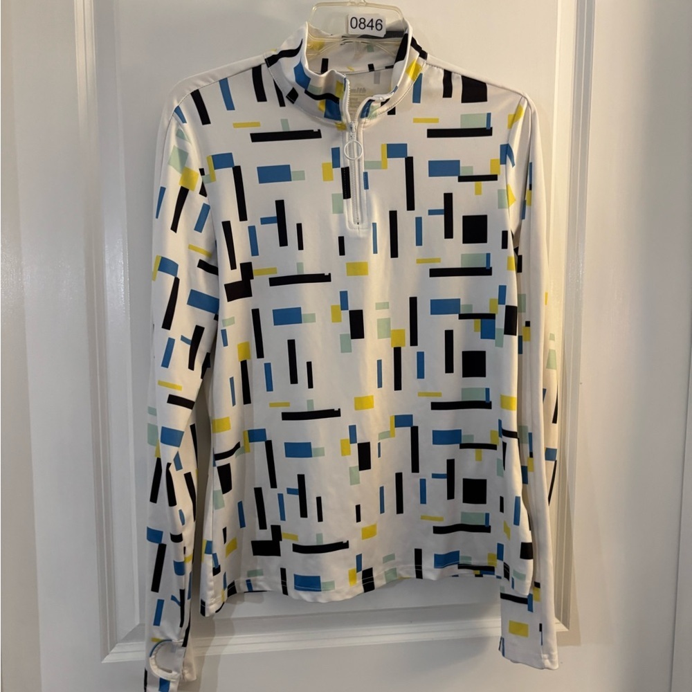 Jack Smith Geometric Print Quarter-Zip Long Sleeve Athletic Top Sz M